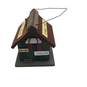 Vintage Schoolhouse Wooden Birdhouse Multicolor 6.5" Retro Decor